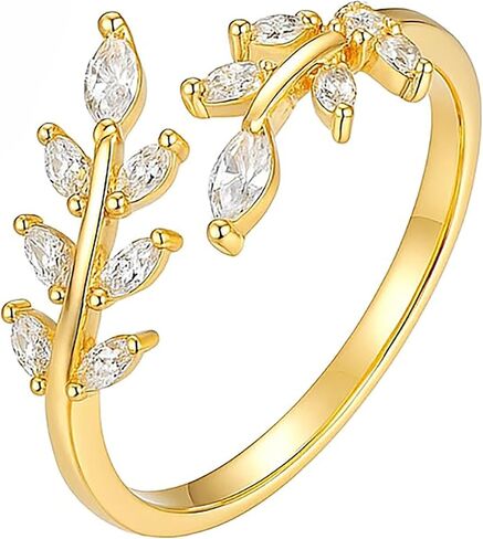 Leaf Wrap Rings For Women Gold Vine Rings Adjustable Silver Leaves Statement Hypoallergenic Open in Saudi Arabia