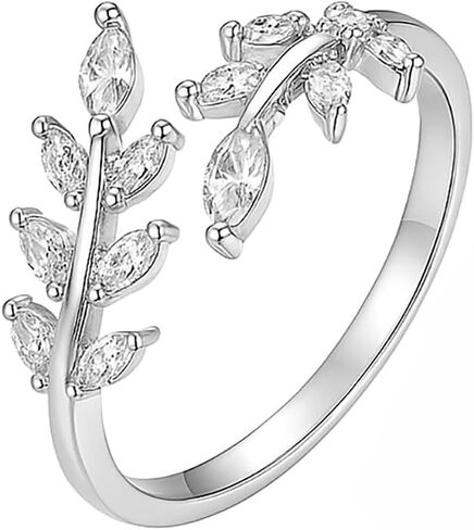 Leaf Wrap Rings For Women Gold Vine Rings Adjustable Silver Leaves Statement Hypoallergenic Open in Saudi Arabia