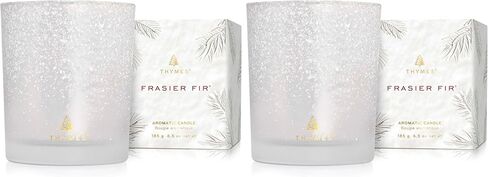 Thymes Frasier Fir Flocked Jar Candles – Scented Candles for Home with Notes of Siberian Fir, Cedarwood & Sandalwood – Holiday Candles for Christmas Decor – White Candles (Votive Candles, 2 oz) in Saudi Arabia