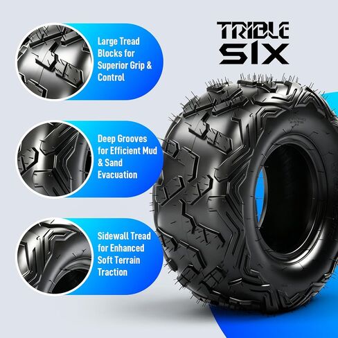 TRIBLE SIX 145/70-6 Go Kart Tires,6 PR ATV Street Mini Bike Tires 145/70-6 (14x6-6) for Sand Mud Trail,Non-Directional Big Horn Style,Tubeless (Pack of 2) in Saudi Arabia