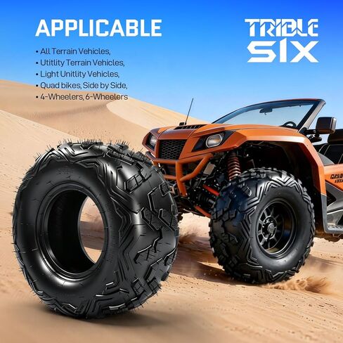 TRIBLE SIX 145/70-6 Go Kart Tires,6 PR ATV Street Mini Bike Tires 145/70-6 (14x6-6) for Sand Mud Trail,Non-Directional Big Horn Style,Tubeless (Pack of 2) in Saudi Arabia