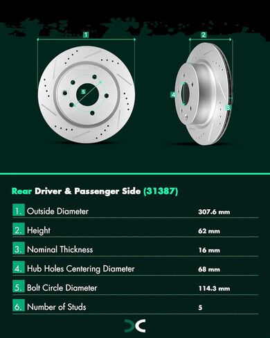 مجموعات دوارات الفرامل الخلفية من SCITOO مناسبة لإنفينيتي EX35 EX37 G25 G35 G37 M35 M45 Q40 QX50، لنيسان 350Z 2006-2009، لنيسان 370Z 2009-2019، لنيسان ماكسيما 2009-2019 in Saudi Arabia