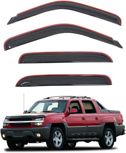 عاكسات حاجب النافذة في القناة، متوافقة مع 2001-2006 Chevy Silverado & GMC Sierra Yukon XL 1500 2500 3500 Crew Cab، دخان أكريليك/واقي مطر نافذة ذو تصميم نحيف ملون، 4 قطع in Saudi Arabia