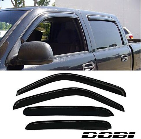 4Pcs Window Visors Rain Guards Compatible with 2001-06 Silverado/Sierra Crew Cab, 2007 Classic Crew Cab, 00-06 Suburban/Yukon XL, 02-06 Avalanche, 02-06 Escalade ESV/EXT, Dark Smoke Outside-Mount in Kuwait