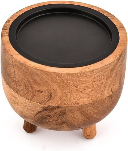 Candlestick Holders Acacia Wood Natural Round Candle Holder for Centerpiece or Shelf Accent with Three Legs for Candles, Boho Farmhouse Decor (4" X 4" X 3.5") in Saudi Arabia