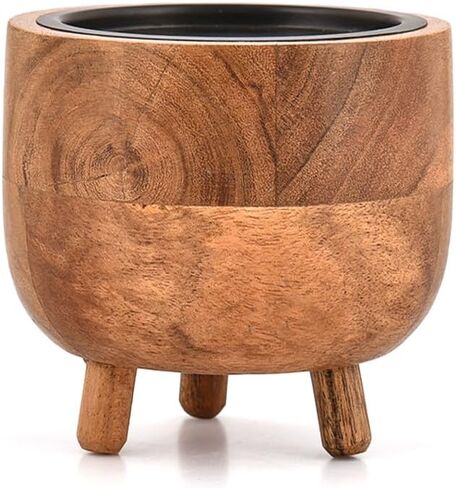 Candlestick Holders Acacia Wood Natural Round Candle Holder for Centerpiece or Shelf Accent with Three Legs for Candles, Boho Farmhouse Decor (4" X 4" X 3.5") in Saudi Arabia