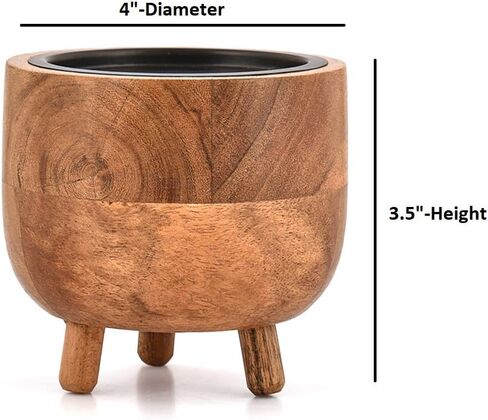 Candlestick Holders Acacia Wood Natural Round Candle Holder for Centerpiece or Shelf Accent with Three Legs for Candles, Boho Farmhouse Decor (4" X 4" X 3.5") in Saudi Arabia