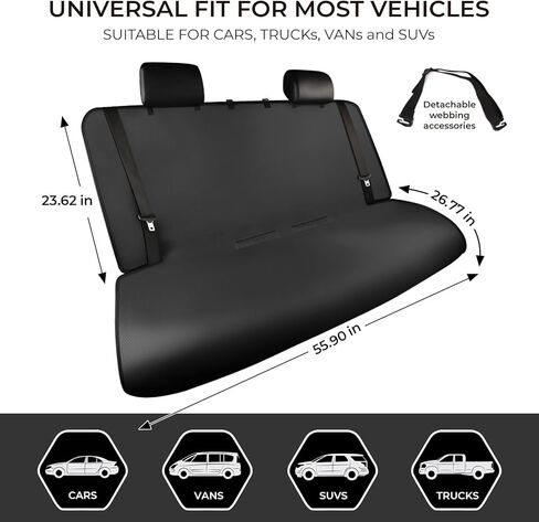 Waterproof Car Seat Covers Black - Washable Rear Bench Car Seat Protectors with Anti Slip Bottom - Durable Auto Seat Cushions Universal Fit for Vehicles Cars SUV Trucks in Saudi Arabia