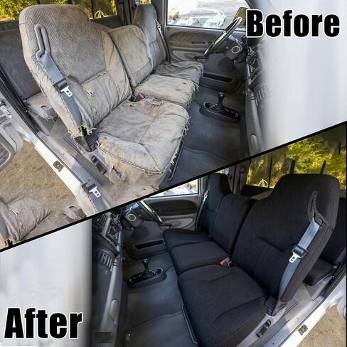 Jokuye 40/20/40 أغطية مقاعد منفصلة لسيارة Dodge Ram 1500 2500 3500 1998 1999 2000 2001 2002 واقيات المقعد الأمامي من قماش أكسفورد عالي التحمل مع فتحات حزام الأمان وظهر مانع للانزلاق - أسود in Kuwait
