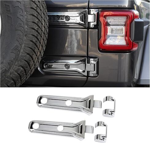 CheroCar لسيارة Jeep JL غطاء مفصل الباب الخلفي دعامة إطار احتياطي للباب الخلفي ملحقات خارجية لسيارة Jeep Wrangler JL JLU 2018-2026 Sport X Sahara Rubicon in Kuwait