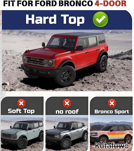 KUYAFUWO 3PCS OEM Roof Rack Extensions Fit for 2021-2025 Ford Bronco 4 Door Hard Top, Roof Rails Luggage Cross Bars in Kuwait