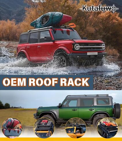 KUYAFUWO 3PCS OEM Roof Rack Extensions Fit for 2021-2025 Ford Bronco 4 Door Hard Top, Roof Rails Luggage Cross Bars in Kuwait