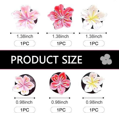 6 PCS Flower Air Vent Clip, 3D Stereo Car A/C Outlet Decor Clip with Peach Blossom & Cherry Blossom, Natural and Cute Vent Decor Accessory, Universal Aesthetic Interior (Multicolored) in Saudi Arabia