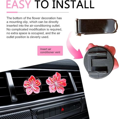 6 PCS Flower Air Vent Clip, 3D Stereo Car A/C Outlet Decor Clip with Peach Blossom & Cherry Blossom, Natural and Cute Vent Decor Accessory, Universal Aesthetic Interior (Multicolored) in Saudi Arabia