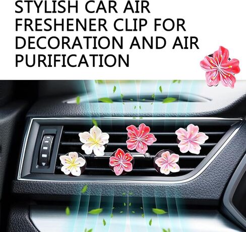6 PCS Flower Air Vent Clip, 3D Stereo Car A/C Outlet Decor Clip with Peach Blossom & Cherry Blossom, Natural and Cute Vent Decor Accessory, Universal Aesthetic Interior (Multicolored) in Saudi Arabia