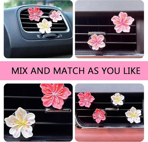 6 PCS Flower Air Vent Clip, 3D Stereo Car A/C Outlet Decor Clip with Peach Blossom & Cherry Blossom, Natural and Cute Vent Decor Accessory, Universal Aesthetic Interior (Multicolored) in Saudi Arabia