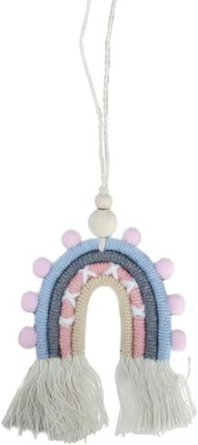 Boho Macrame Rainbow Car Charm, Handmade Car Rear View Mirror Charm, Car Air Freshener Decoration Pendant, Car Mirror Hanging Accessories, Essential Oil Diffuser for Car Interior (Style Two) in Saudi Arabia