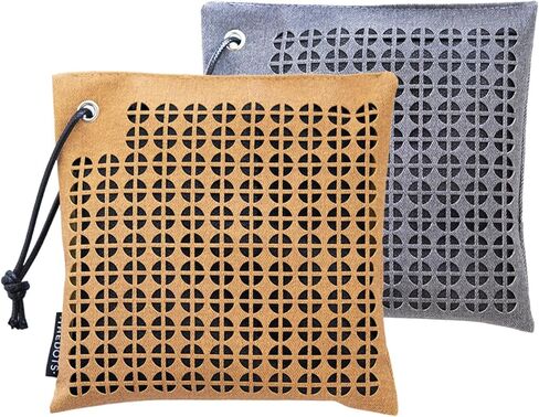 THEDOTS Car Air Purifier Bags (Leather Style) - 2 x 500g Bags (1kg Total) Activated Charcoal Odor Eliminator for Smoke - Unscented Mineral Crystal Absorber for Auto & Home (Grey&Brown) in Saudi Arabia