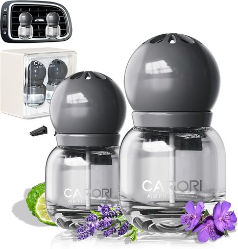معطر هواء للسيارة عبوتين - على شكل مصباح كهربائي رائع - مشبك تهوية للسيارة - رائحة تدوم طويلاً - زيوت عطرية - إكسسوارات سيارة معطرة - محيط in Kuwait
