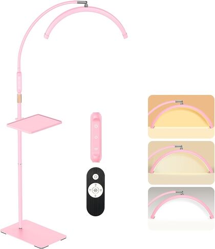 Lash Light for Lash Tech, LED Half Moon Light for Eyelash Extensions, Skincare, Tattoo, Nail and Make up, Adjustable Brightness and Height, Two Control Methods (Black) in Kuwait