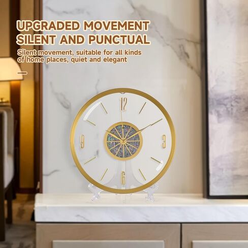 ساعة حائط عصرية بقشرة طبيعية، ساعة حائط إبداعية صامتة وخالية من القراد، إطار معدني ذهبي مع غلاف ديكور صامت 13 بوصة، تعمل بالبطارية، تصميم زخرفي للاستخدام الداخلي in Kuwait