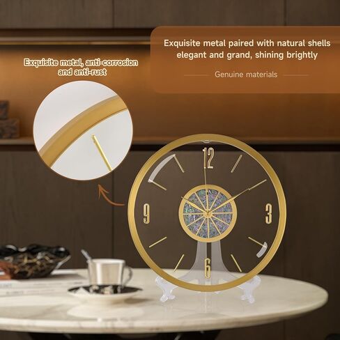 ساعة حائط عصرية بقشرة طبيعية، ساعة حائط إبداعية صامتة وخالية من القراد، إطار معدني ذهبي مع غلاف ديكور صامت 13 بوصة، تعمل بالبطارية، تصميم زخرفي للاستخدام الداخلي in Kuwait