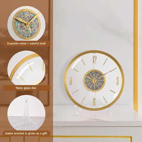 ساعة حائط عصرية بقشرة طبيعية، ساعة حائط إبداعية صامتة وخالية من القراد، إطار معدني ذهبي مع غلاف ديكور صامت 13 بوصة، تعمل بالبطارية، تصميم زخرفي للاستخدام الداخلي in Kuwait
