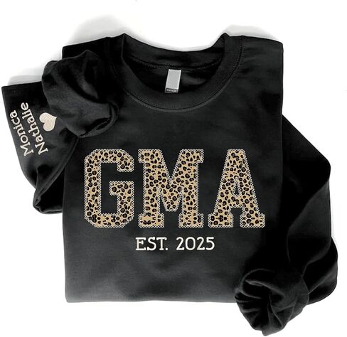 Personalized Floral Embroidered Grandma Crewneck Sweatshirt - Gifts for New Grandmas, Mothers Day, Birthday in Kuwait