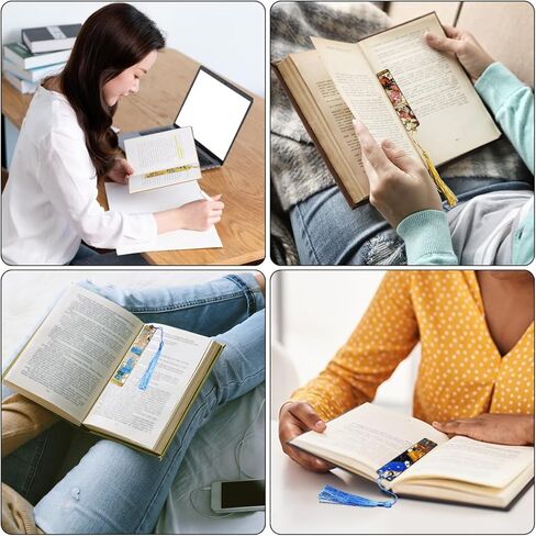 6 قطع من الإشارات المرجعية المعدنية مع شرابات، إشارات مرجعية مجوفة ذهبية من FineGood للنساء علامات كتاب زيتية لمحبي كتب القراءة in Saudi Arabia