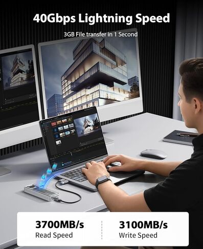ORICO 40Gbps M.2 NVMe SSD Enclosure with Built-in Cooling Fan, Tool-Free Installation Aluminum NVMe Case, Support 2230 2242 2260 2280(M Key), Compatible with Thunderbolt 3/4 USB4/3.2/3.1/3.0/2.0 in Saudi Arabia
