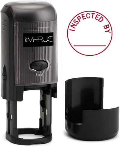 Inspected by Round Self-Inking Stock Rubber Stamp (3/4" Diameter) - Red Ink in Saudi Arabia
