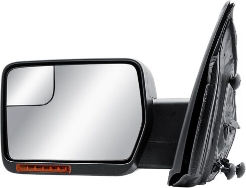 Passenger Right Side Door Mirror Power and Heated Glass with Turn Signal Light and Puddle Light Textured Back Cover Manual Folding for 2009-2014 Ford F-150 in Saudi Arabia
