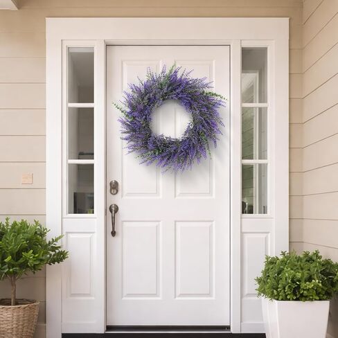 26" Lavender & Eucalyptus Wreath for Front Door - All Season Artificial Wreath for Spring and Summer, Indoor Outdoor Wall, Porch, Window, Rustic Farmhouse Home Decor in Kuwait