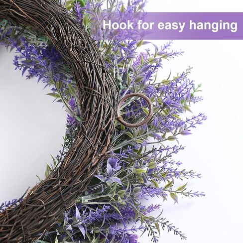 26" Lavender & Eucalyptus Wreath for Front Door - All Season Artificial Wreath for Spring and Summer, Indoor Outdoor Wall, Porch, Window, Rustic Farmhouse Home Decor in Kuwait