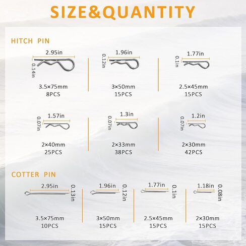 260PCS Heavy Duty Hitch Pins Assortment - Lynch, PTO & Cotter Pins for Trailers, Tractors, Trucks, Farm & Lawn Equipment, Snow Plows - Rust-Resistant Zinc Plated Steel with Double-Sided Toolbox in Kuwait