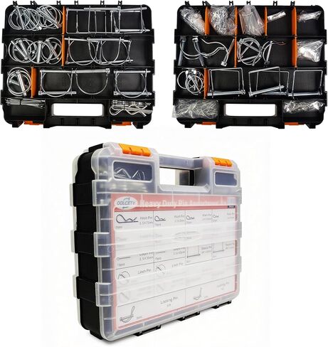 260PCS Heavy Duty Hitch Pins Assortment - Lynch, PTO & Cotter Pins for Trailers, Tractors, Trucks, Farm & Lawn Equipment, Snow Plows - Rust-Resistant Zinc Plated Steel with Double-Sided Toolbox in Kuwait