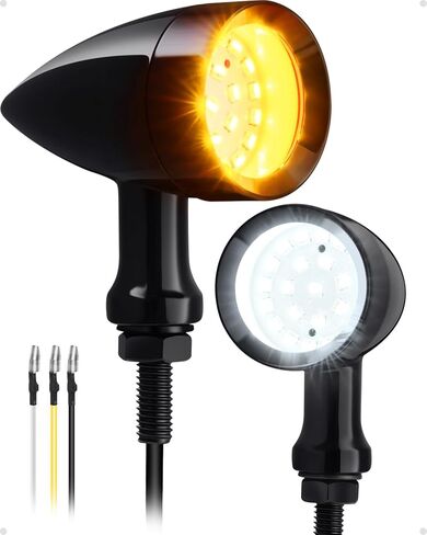 PBYMT 2PCS Motorcycle Bullet 24 LEDs Front Turn Signal Lights Amber SMD Blinkers 8mm Mount Hole Compatible for Honda Yamaha Suzuki Kawasaki Harley Chopper Bobber in Kuwait