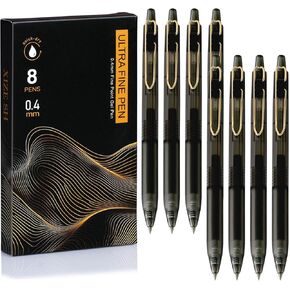أقلام حبر جل XIZE SH ذات كرة دوارة بقطر 0.4 مم لكتابة ناعمة لليوميات وتدوين الملاحظات والحبر الأسود، عبوة من 8 قطع in Kuwait