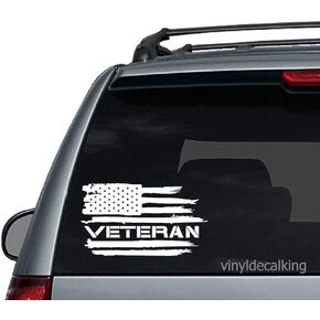 العلم الأمريكي للمحارب القدامى - ملصق فينيل لحرس السواحل التابع لقوات الجيش البحرية والقوات الجوية البحرية بالولايات المتحدة الأمريكية (6.5 بوصة × 3.7 بوصة، أبيض) in Kuwait