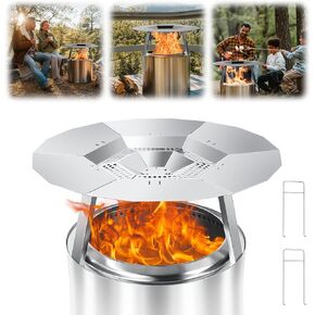 Heat Deflector for Solo Stove Bonfire, 19.5" Heat Deflector for Solo Stove Fire Pit, 304 Stainless Steel Heat Deflector with Handle for Bonfire Fire Pit, Detachable Camping Essential in Kuwait