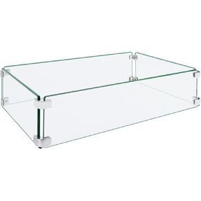 Fire Pit Wind Guard, 17.5 Square Fire Pit Glass Wind Guard Made of Clear Tempered Glass, Set with Assembly Instructions, Screwdriver, Easy to Install in Kuwait