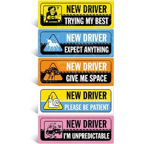 YOPPIX 5 قطع مغناطيس سائق جديد للسيارة، ملصق مغناطيسي للسائق المضحك، علامة انتباه الصاعد الآمنة القابلة لإعادة الاستخدام in Kuwait