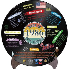 Holkcog الفينيل سجل 1986 زخرفة عيد ميلاد، خمر مرة أخرى في عام 1986 ملصق حفلة عيد ميلاد مع حامل، 40 سنة لوازم الحفلات للرجال والنساء، هدايا لم شمل فئة الذكرى الأربعين in Kuwait