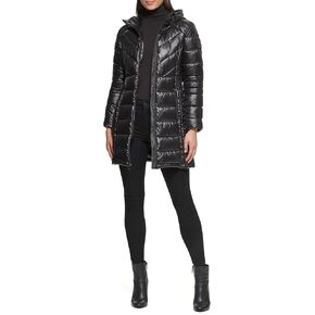 Kenneth Cole New York womens Short Hooded Zip Puffer Quilted Jacket, Purple, Small US in Kuwait