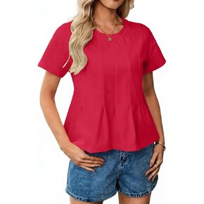 تي شيرت بيبي دول نسائي تي شيرت قصير الأكمام تي شيرت قصير مطوي بيبلوم كاجوال بياقة دائرية فضفاضة تناسب 2026 تيشيرتات صيفية in Kuwait