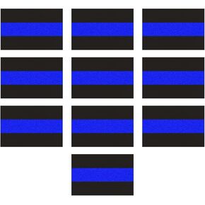 Hovom 10PCS Reflective Thin Blue Line License Plate Sticker, Waterproof Vinyl American Flag Thin Line Decal, Honoring Police Law Enforcement Stickers for Cars Trucks Window Bumper Laptop in Kuwait
