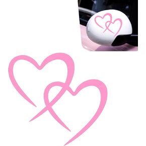 ملصق تزيين السيارة باللون الوردي بقلوب مزدوجة، مقاس 7.4 بوصة × 7.87 بوصة من الفينيل المقاوم للماء لنافذة السيارة، ملصق ديكور جسم السيارة الرومانسي ذاتي اللصق لمصد السيارات، النافذة، مرآة الرؤية الخلفية in Kuwait