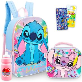 Disney Stitch Backpack with Lunch Box for Girls - Bundle 16" Backpack, Angel Lunch Bag, Water Bottle, More | Stitch and Angel School Bag for Kids, Teens in Kuwait