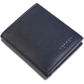 Mens Genuine Leather Wallet Soft RFID Safe Card Holder Purse Brown Navy (Enclosed in Box) (Navy) in Saudi Arabia