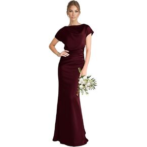 Bedlover Satin Bridesmaid Dresses 2026 Long Mermaid Ruched Cap Sleeve Formal Evening Party Gowns in Kuwait